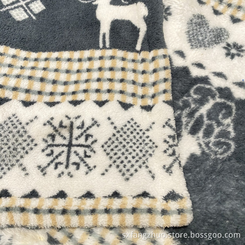Queen size deer print fuzzy throw soft blanket for Christmas gift